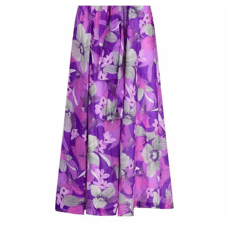 1960s or 1970s Purple Floral Skirt Set