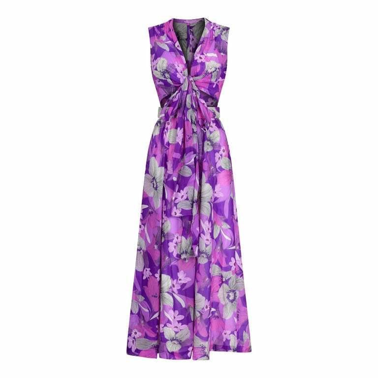 1960s or 1970s Purple Floral Skirt Set