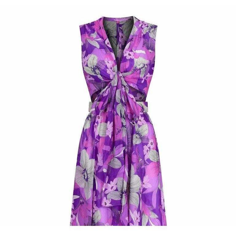 1960s or 1970s Purple Floral Skirt Set
