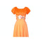 1960s Orange Floral Applique Dress