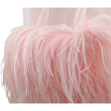 ARCHIVE - 1960s Pale Pink Chiffon Peignoir Gown With Feather Trim