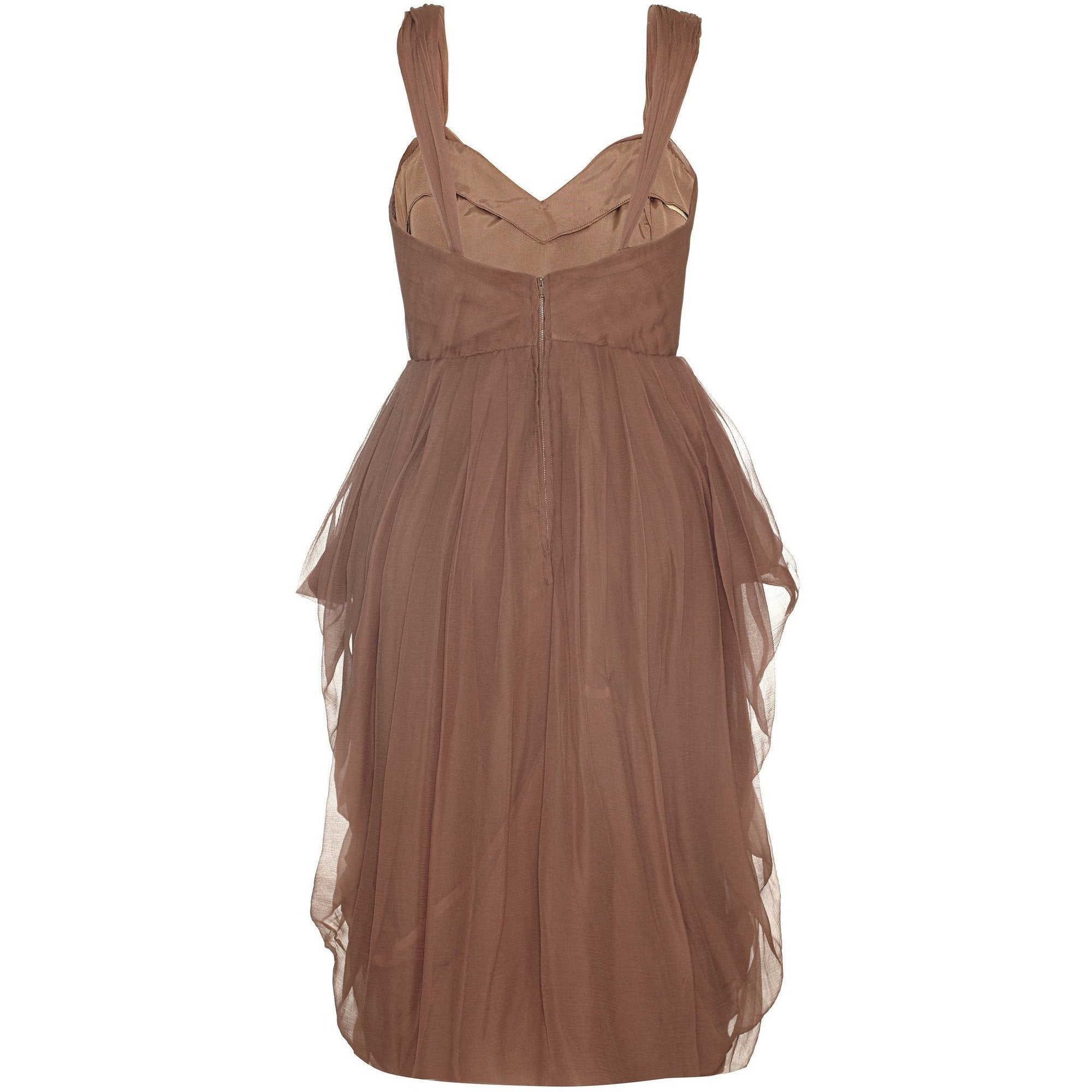 1960s Pale Russet Pleated Silk Chiffon Cocktail Dress