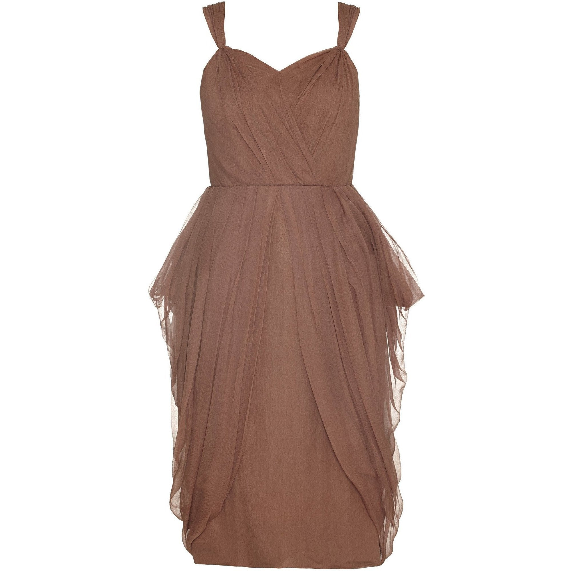 1960s Pale Russet Pleated Silk Chiffon Cocktail Dress