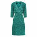 1960s Peacock Blue and Green Jacquard Dress Suit
