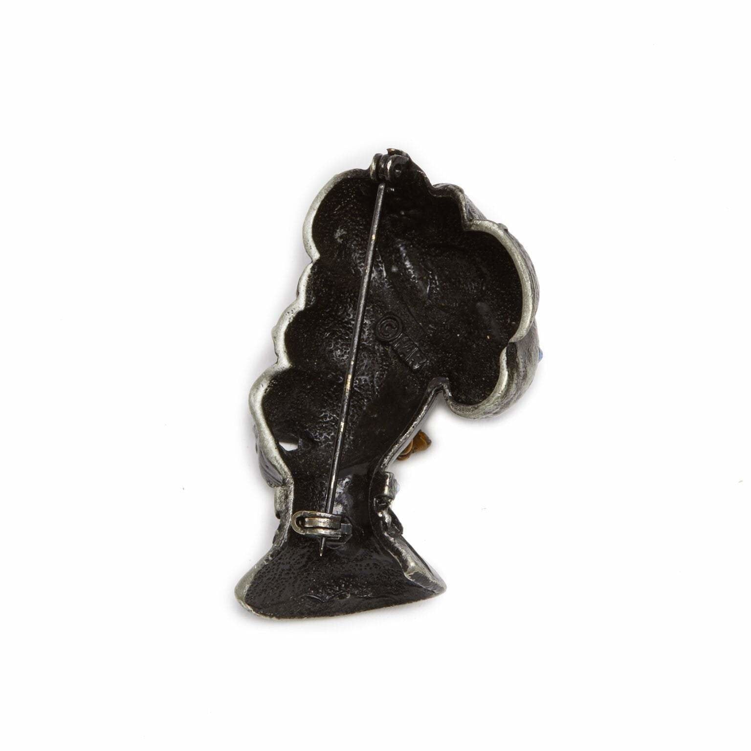 1960s Pewter Har Sultan Blackamoor Brooch With Fantasy Rhinestones