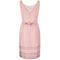 1960s Pink Georgette Sequin Beaded and Lace Dress