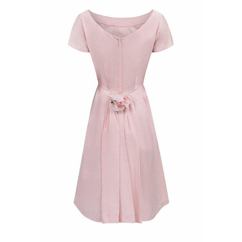 1960s Pink Princess Seam Cut Formal Dress