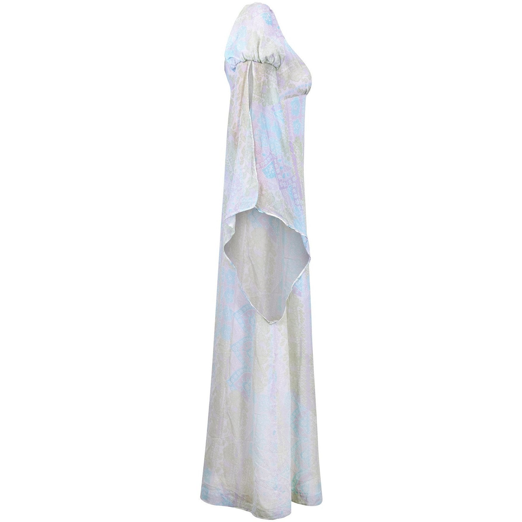 1960s Quad Pastel Mediaeval Style Angel Sleeve Maxi Dress