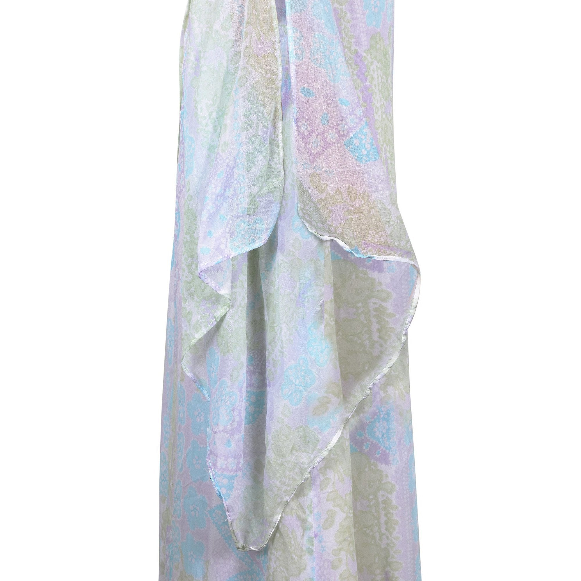 1960s Quad Pastel Mediaeval Style Angel Sleeve Maxi Dress