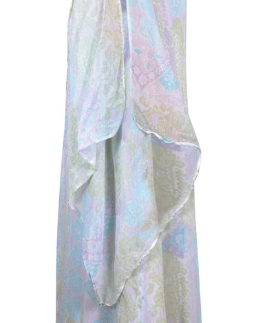 1960s Quad Pastel Mediaeval Style Angel Sleeve Maxi Dress
