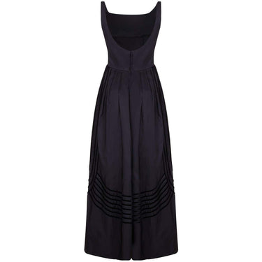 ARCHIVE: 1960s Rappi Black Silk Taffeta Gown with Velvet Applique