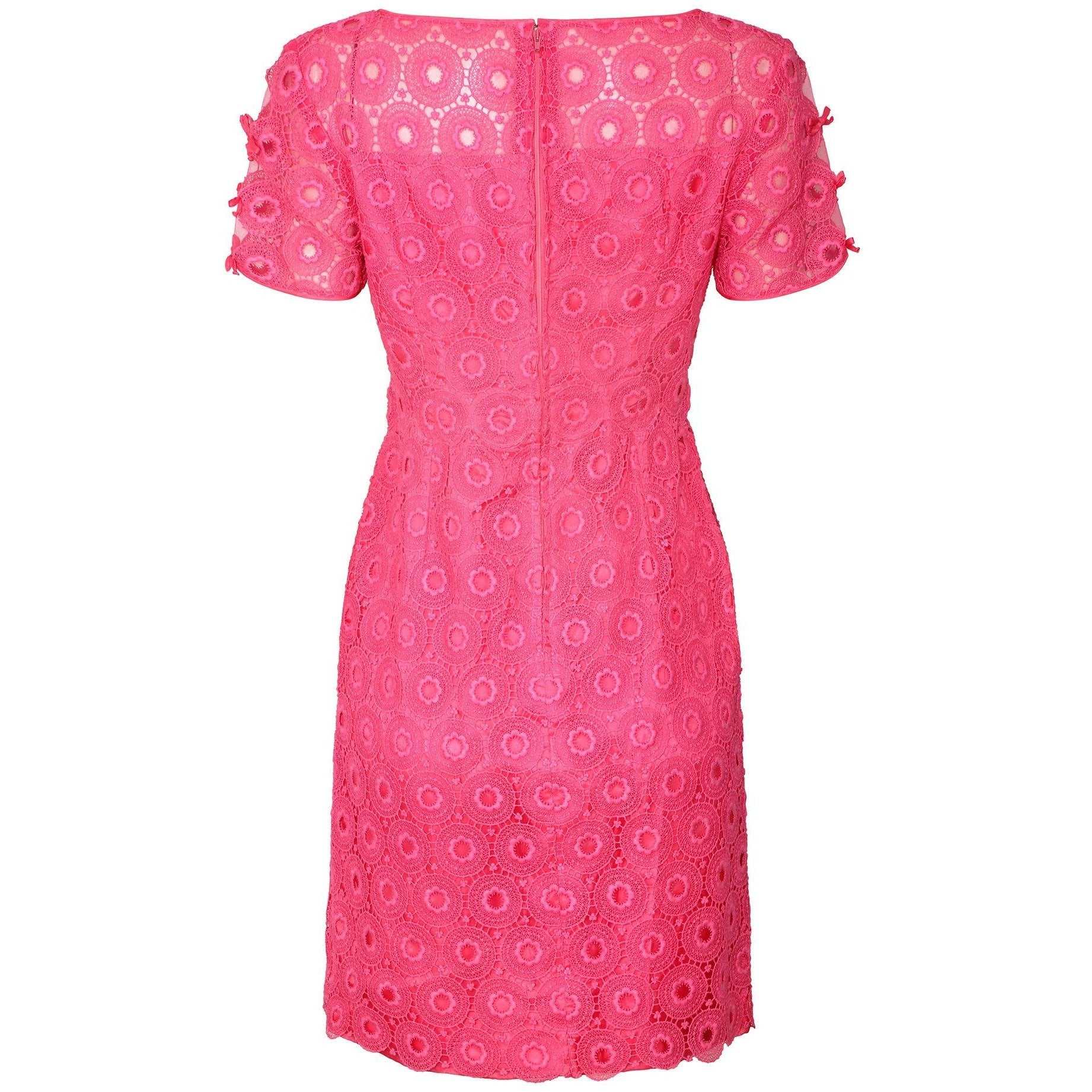 1960s Shocking Pink Eyelet Lacework Dress