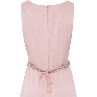 ARCHIVE - 1960’s Victor Costa Pale Pink Satin Dress with Rhinestone Belt
