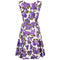 1960s Waffle Cotton Purple Floral Print Dress