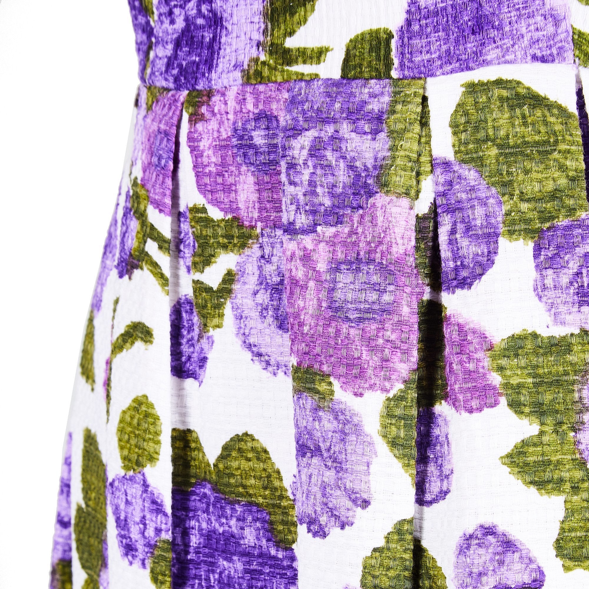 1960s Waffle Cotton Purple Floral Print Dress