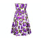 1960s Waffle Cotton Purple Floral Print Dress