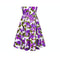 1960s Waffle Cotton Purple Floral Print Dress