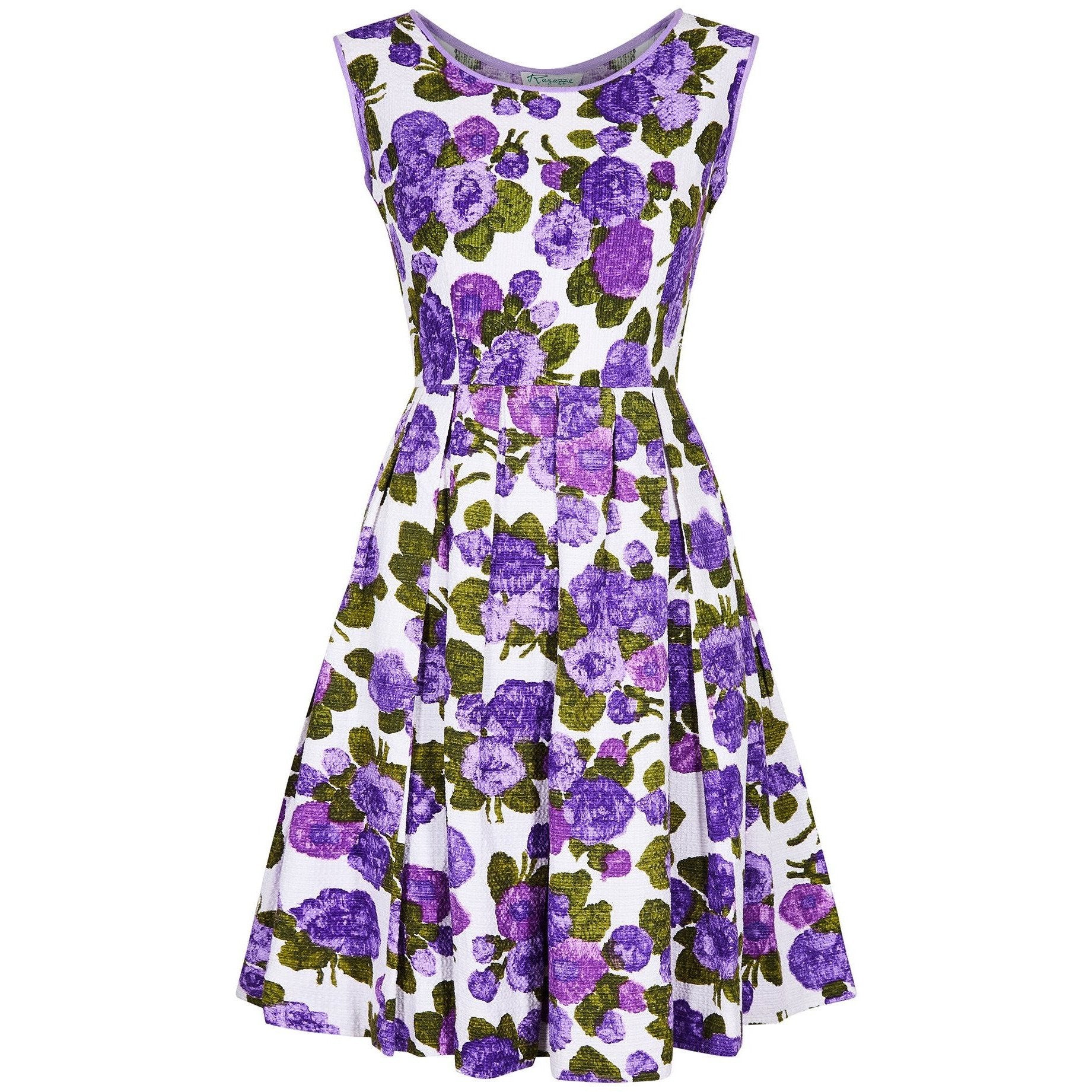 1960s Waffle Cotton Purple Floral Print Dress – CIRCA VINTAGE