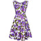 1960s Waffle Cotton Purple Floral Print Dress