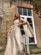 ARCHIVE - 1970s Anna Cat Medieval Silk Organza Peach Juliet Sleeved Dress