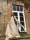 ARCHIVE - 1970s Anna Cat Medieval Silk Organza Peach Juliet Sleeved Dress