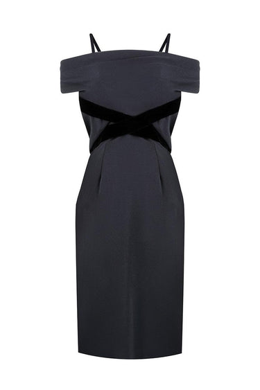 ARCHIVE - 1960s Balmain Demi-Couture Black Jersey and Velvet Cocktail Dress