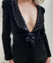 ARCHIVE: 1960s Biba Early Woven Label Black Velvet and Sequin Lapel Jacket