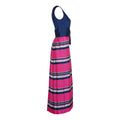 1960s By Roter Navy Blue Pink and Silver Banded Dress