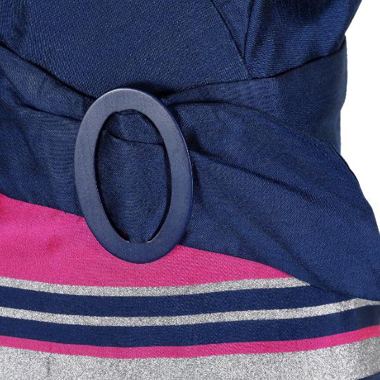 1960s By Roter Navy Blue Pink and Silver Banded Dress