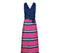 1960s By Roter Navy Blue Pink and Silver Banded Dress