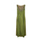 1960s California Olive Green Chiffon Beaded Dress with Train