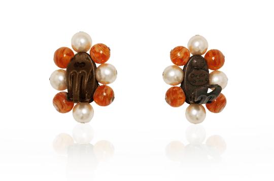 1960s Christian Dior Pearl and Amber Earrings