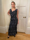 ARCHIVE: 1960s Grey Metallic Brocade Evening Gown With Cross Over Detail