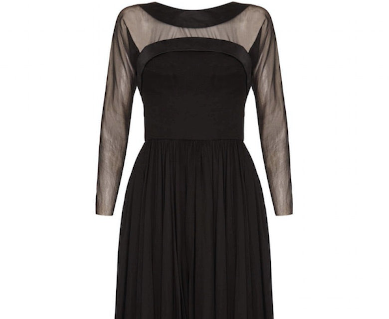 1960s Helena Barbieri Black Silk Chiffon Dress-CIRCA VINTAGE LONDON