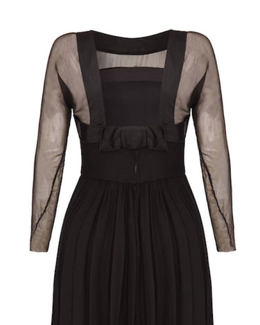 1960s Helena Barbieri Black Silk Chiffon Dress-CIRCA VINTAGE LONDON