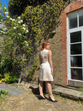 1960s I. Magnin Cream Silk Occasion Dress With Diamante Detail-CIRCA VINTAGE LONDON