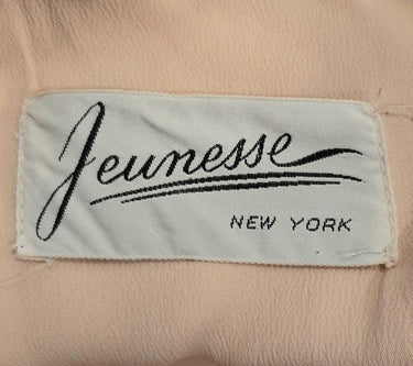 ARCHIVE - 1960s Jeunesse Nude, Tan and Turquoise Chiffon Dress With Cowl Neckline