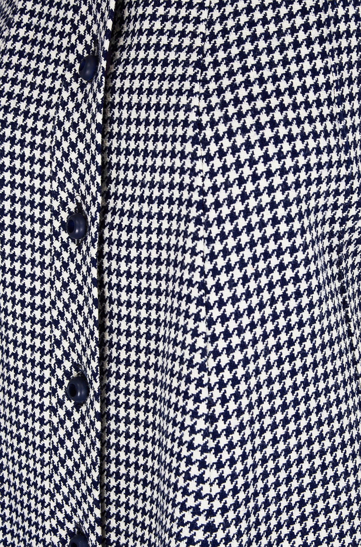 1960s Navy and White Houndstooth Check Woollen Trapeze Dress