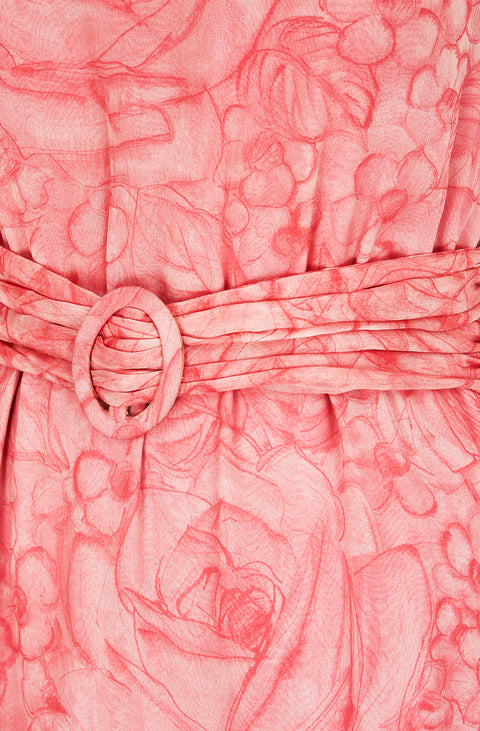 ARCHIVE: 1950s Paquin Haute Couture Silk Chiffon Floral Dress