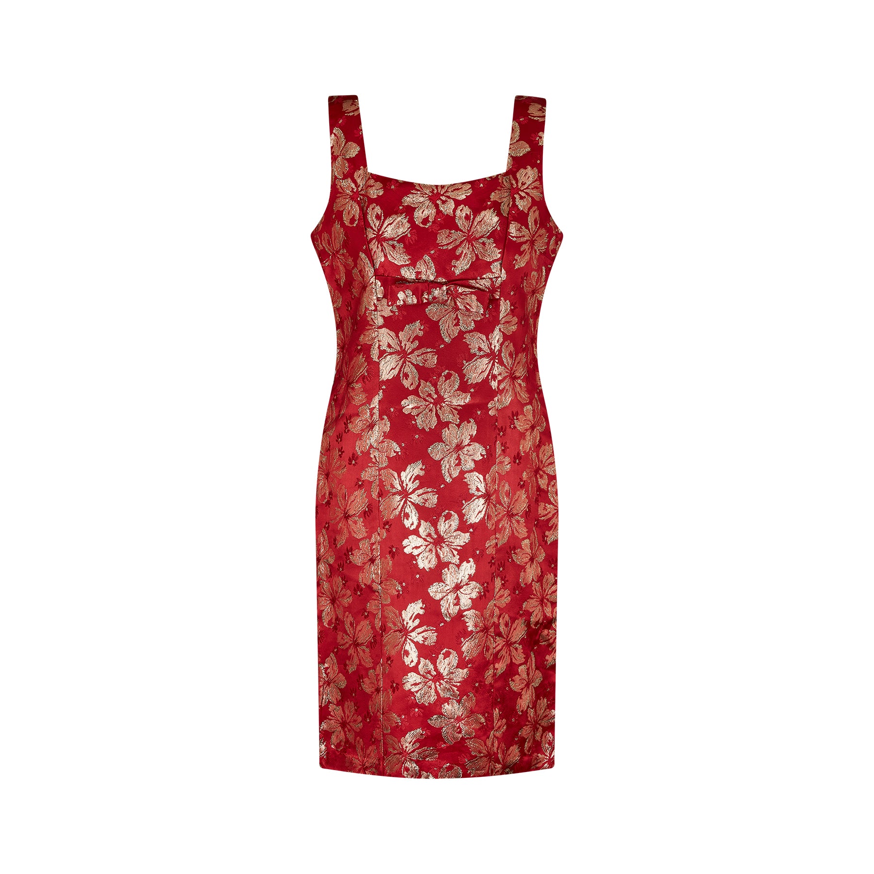 ARCHIVE: 1960s Red and Gold Brocade Shift Dress