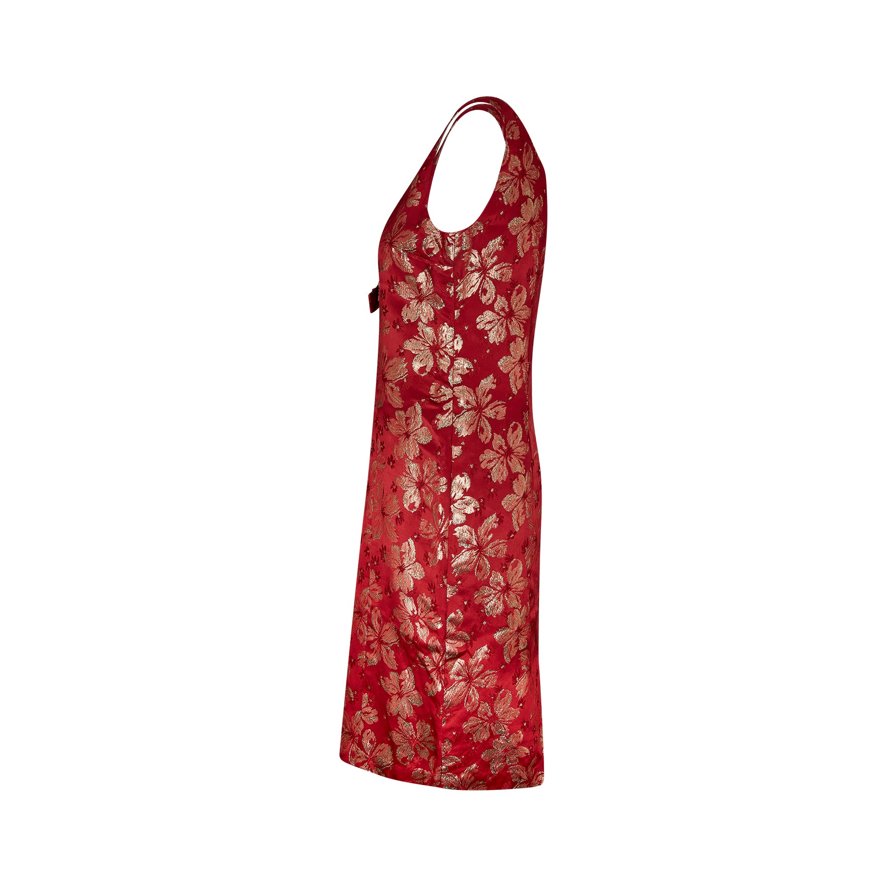 ARCHIVE: 1960s Red and Gold Brocade Shift Dress