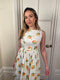 1960s Rhona Roy Waffle Cotton Floral Print Dress with Belt