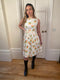 1960s Rhona Roy Waffle Cotton Floral Print Dress with Belt