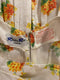 1960s Rhona Roy Waffle Cotton Floral Print Dress with Belt