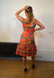 1960s Ruffle Tiered Orange and Pink Watercolour Floral Print Dress-CIRCA VINTAGE LONDON