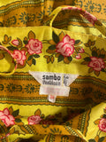 1960s Sambo Fashions Yellow and Pink Floral Sundress