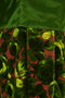 1960s Velvet and Green Satin Rose Print Dress