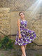 1960s Waffle Cotton Purple Floral Print Dress-Dress-CIRCA VINTAGE LONDON