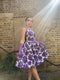 1960s Waffle Cotton Purple Floral Print Dress-Dress-CIRCA VINTAGE LONDON