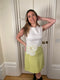 ARCHIVE: 1960s White and Lime Green Linen Dress with Embroidery